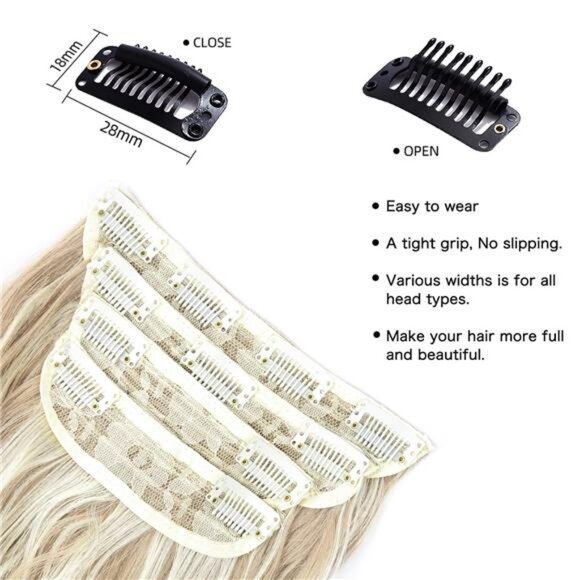 Clip in Synthetic Hair Extensions 4PCS Dark Ash Blonde - Picture 3 of 6